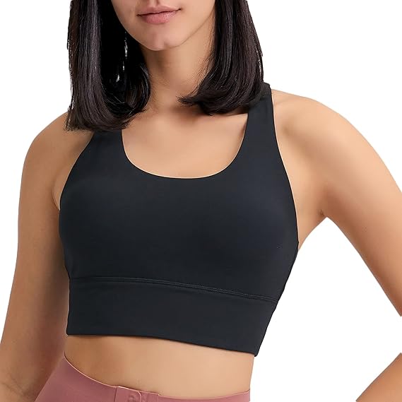 Lemedy Mesh Open Back Sports Bras for Women Racerback Padded Yoga Crop
