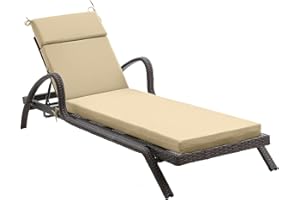 FILUXE Chaise Lounge Cushions Outdoor Furniture, High-Density Foam Chair Cushion with Ties, Weather & Fade Resistant - Patio Recliner Chairs Cushions for Lawn,Pool & Beach 72x21x3 Inch, Khaki