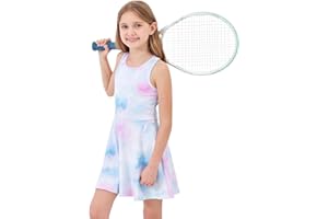 JESKIDS Girls Tennis Golf Pickleball Dress Outfit Sleeveless with Shorts Pockets 4~13 Years