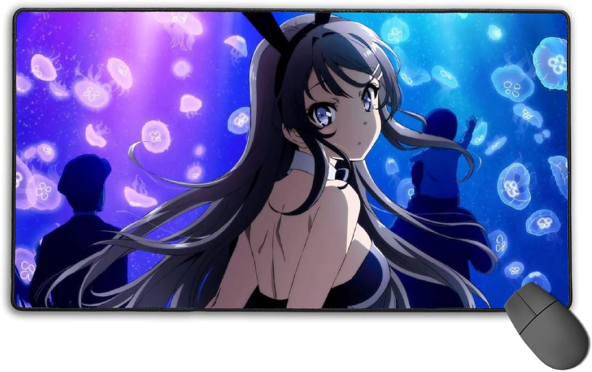 William D Oliver Rascal Does Not Dream of Bunny Girl Senpai Non-Slip Mouse Pad Rectangle Rubber Anime Mouse Pad Gaming Mouse Pad 30x15.7 Inch(75x40 cm)
