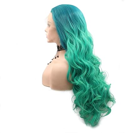 Peluca De Sirena Para Cosplay Color Azul Y Verde Pelo