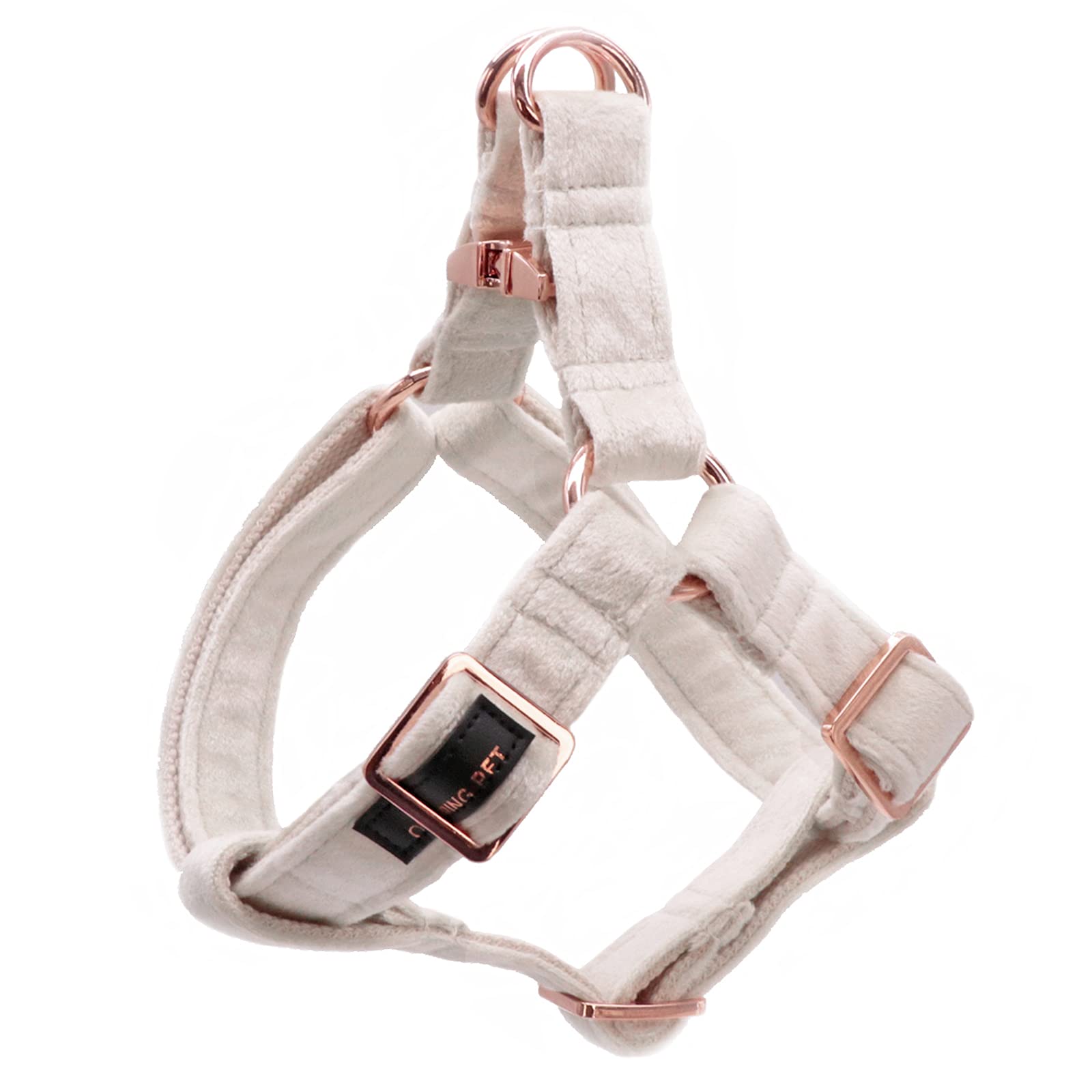ARING PET Dog Halter Harness, Velvet Dog Harness, Adjustable No Pull White Dogs Halter Harness. Medium (Pack of 1)