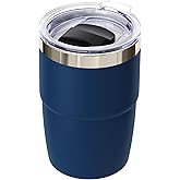 ZREGGUR 8 oz Stackable Mug, Stainless Steel cup with handle, Vacuum Insulated Espresso/Coffee Mug, shot Glass Set for 1-Piece Set for Coffee, Spirits, Wine, Tea (Navy)