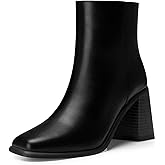 CELLENZ Women Heel Ankle Boots: 2.91 In Chunky Heels, Fashion Square Toe Short Boots, 2026 Fall Winter Booties for Night out, Office, Company, Business, Weekend, Trip, Vacation