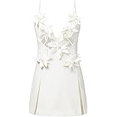 JW PEI Women's Yuliya White Floral Embellishment V-Neckline Mini Dress