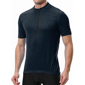 lcyhony Bike Shirts for Men Cycling Breathable Quick Dry Short Sleeve Cycling Jersey 3+1 Pockets UPF 50+ Half Zip Bike Jersey