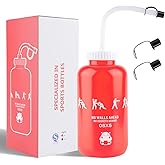 SHOKE Squeeze Sports Water Bottles Boxing Water Bottle with Long Straw BPA free Squeezable 1 Liter Hockey Water Bottle Plastic Leak Proof for Football Hockey Lacrosse Gym Cycling 32 Oz Mother's Day