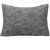 ELEGANT LIFE HOME Cotton Vintage Embroidered King Pillow Sham, 20'' x 36'', Gray, 1 Piece