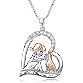 CUOKA MIRACLE Dog Necklace For Women S925 Sterling Silver Dogs Heart Necklaces For Women I Love You Forever Heart Pendant Necklace Dog Jewelry Gifts For Womens Mother's Day Jewelry