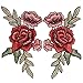 OPount 2 Pieces 7.5 x 4.1 Inch Embroidery Rose Flower Sew On Patch Badge Embroidered Floral Collar Bust Dress Bag Applique