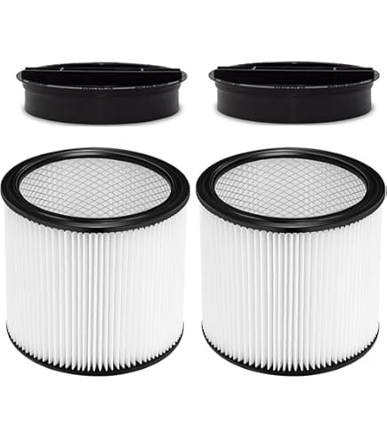CERO 90304 Replacement Filter Compatible With Shop Vac 90304, 90350, 9033, 90585, 5 Gallon Up Wet/Dry Vacuum Cleaners (2 Replacement Filters 2 Lids 4 Foam Sleeve Filters - View #5