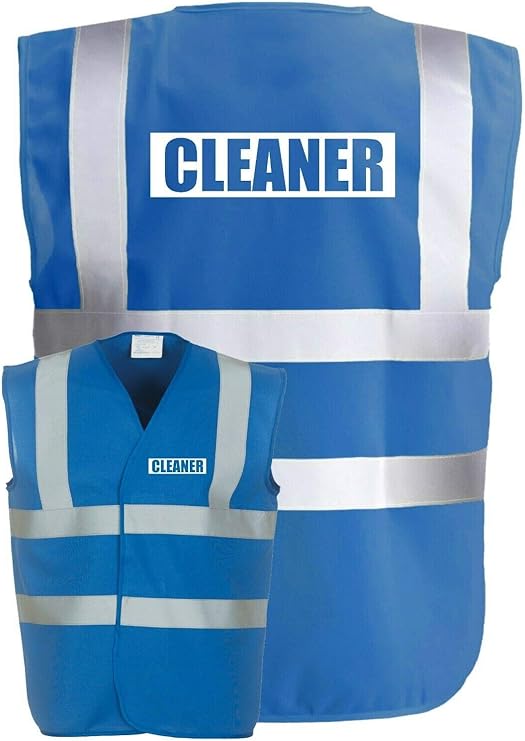 Cleaner Blue HiVis HighVis Visibility Safety Vest/Waistcoat Amazon.co.uk Clothing