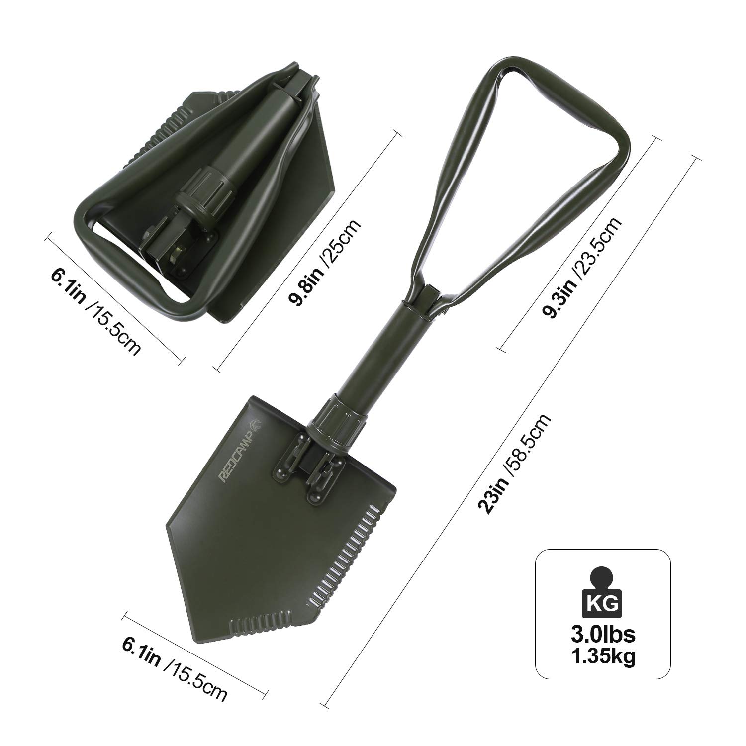 REDCAMP Folding Shovel Lightweight Spade Entrenching Tool Camping