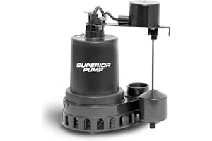 Superior Pump 92572 1/2 HP Thermoplastic Submersible Sump Pump with Vertical Float Switch