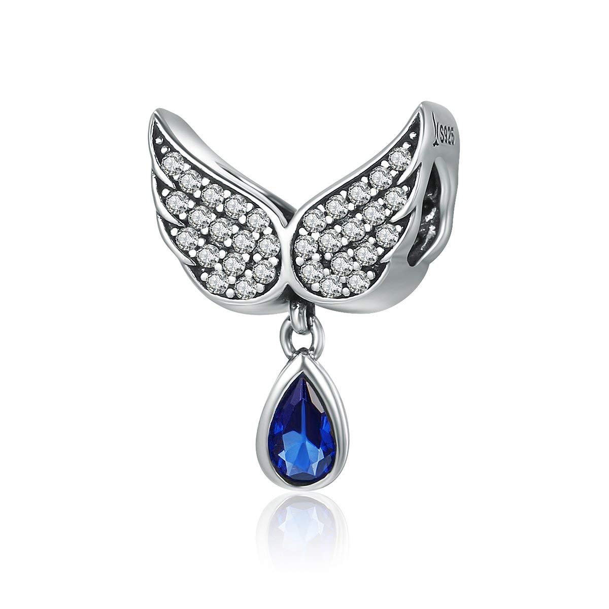 Bijoux Blu Angel Wings Feather Pendant Authentic 925 Sterling Silver Angel Wings Feather Pendant Charm fit Women Bracelet amp Necklace Jewellery