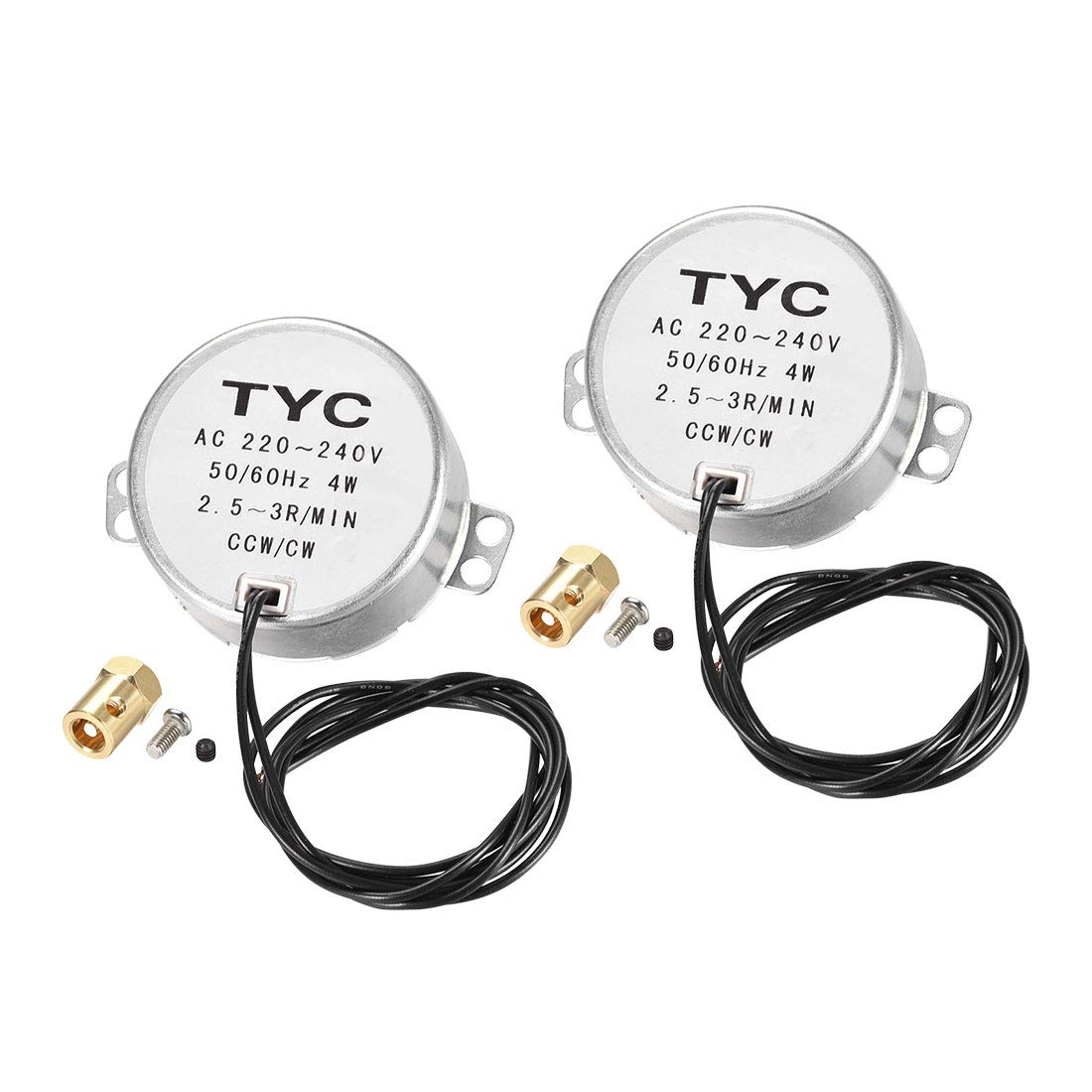 sourcing map 2PCS Synchronous Motor 220-240 VAC 50/60 Hz 4W 2.5-3 RPM/MIN CCW/CW Direction with 7mm Flexible Coupling Connector for Model or Guide Motor