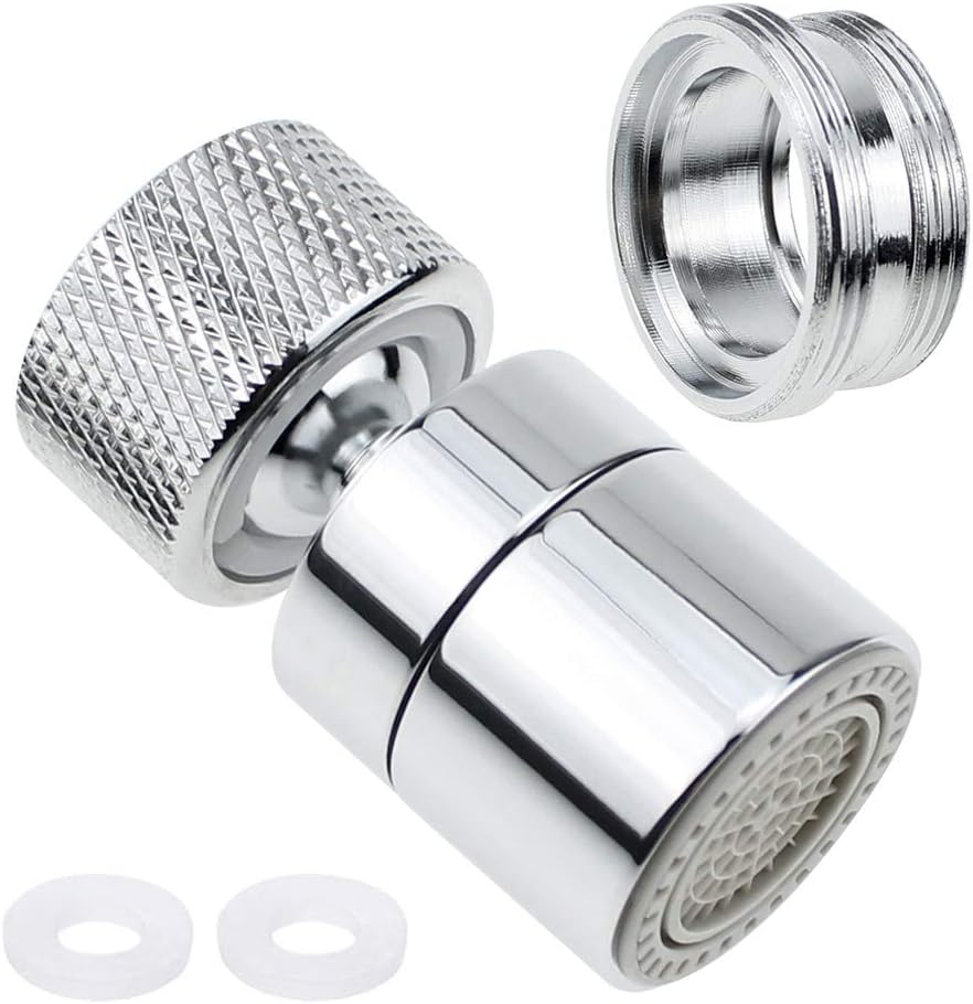 ZXShow 360-Degree Swivel Tap Aerator Brass Faucet Tap Aerator Dual-Function 2 Modes Kitchen Sink Aerator Faucet Sprayer with Nozzle Adapter for Taps with M22 External Thread or M24 Internal Thread