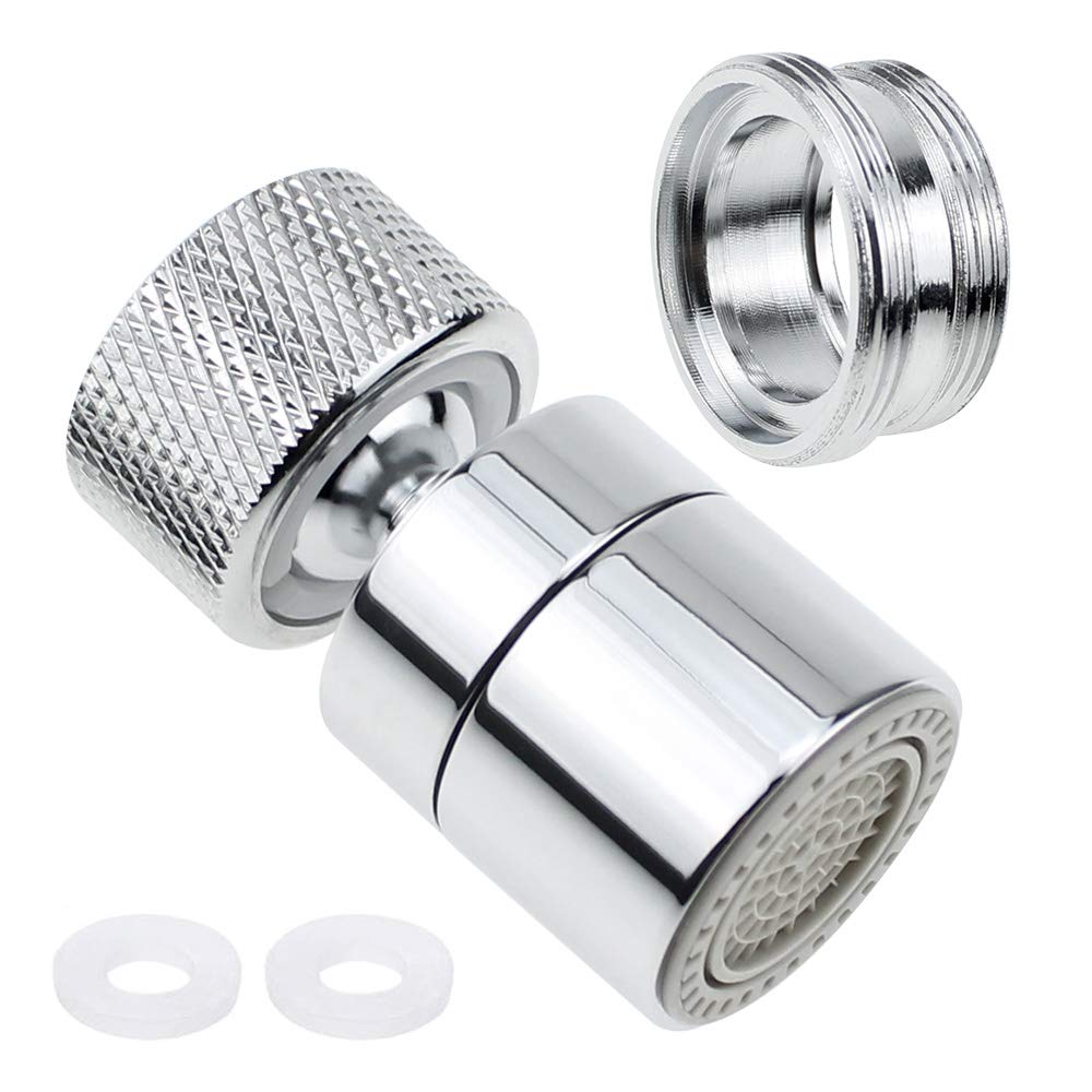 ZXShow 360-Degree Swivel Tap Aerator Brass Faucet Tap Aerator Dual-Function 2 Modes Kitchen Sink Aerator Faucet Sprayer with Nozzle Adapter for Taps with M22 External Thread or M24 Internal Thread