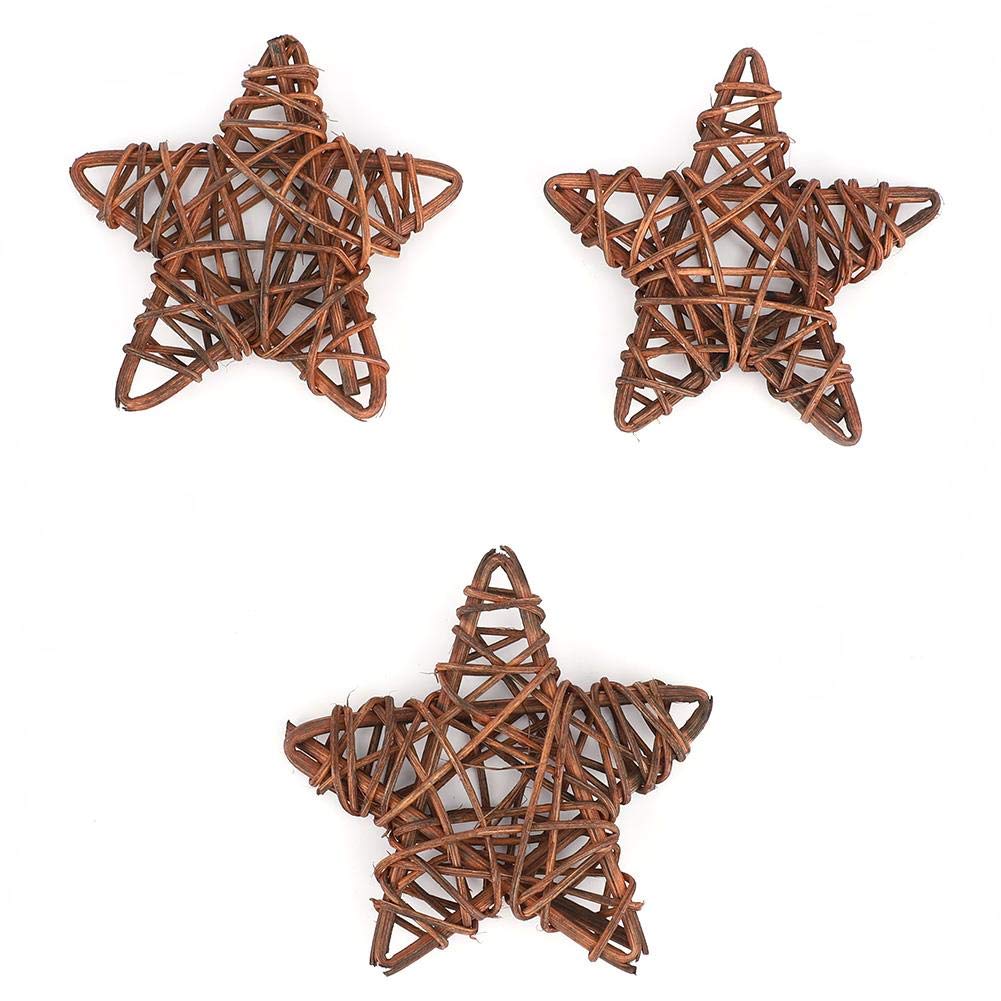 Vobor Natural Rattan Stars for Wedding Party Christmas(6 Pcs) (Brown)
