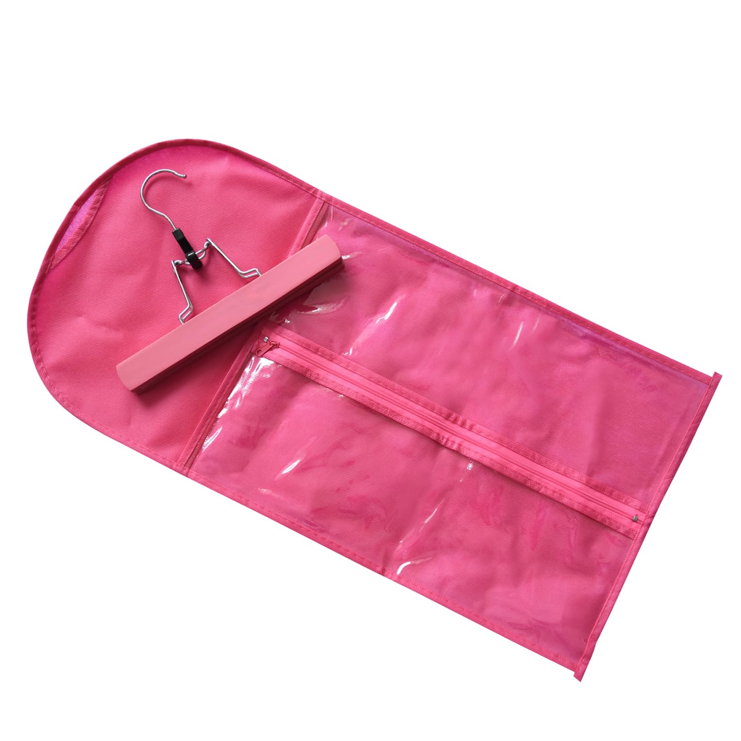 Hair Extensions Storage Bag with Wooden Wig Hanger Wig Storage Bags (Pink）