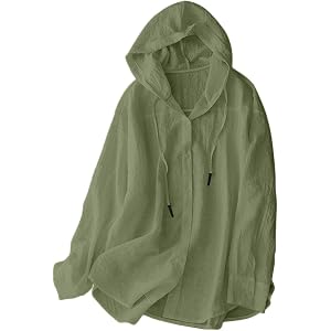 Sun Protection Shirts for Women Summer Long Sleeve Hoodies Lightweight Button Down Cover Up Shirts for Beach Vacation