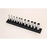 FLZOSPER 11 Piece 1/4 Inch Drive 6-Point Deep Socket Set with Sturdy Holder，Metric Size 4-14mm，Cr-V Steel
