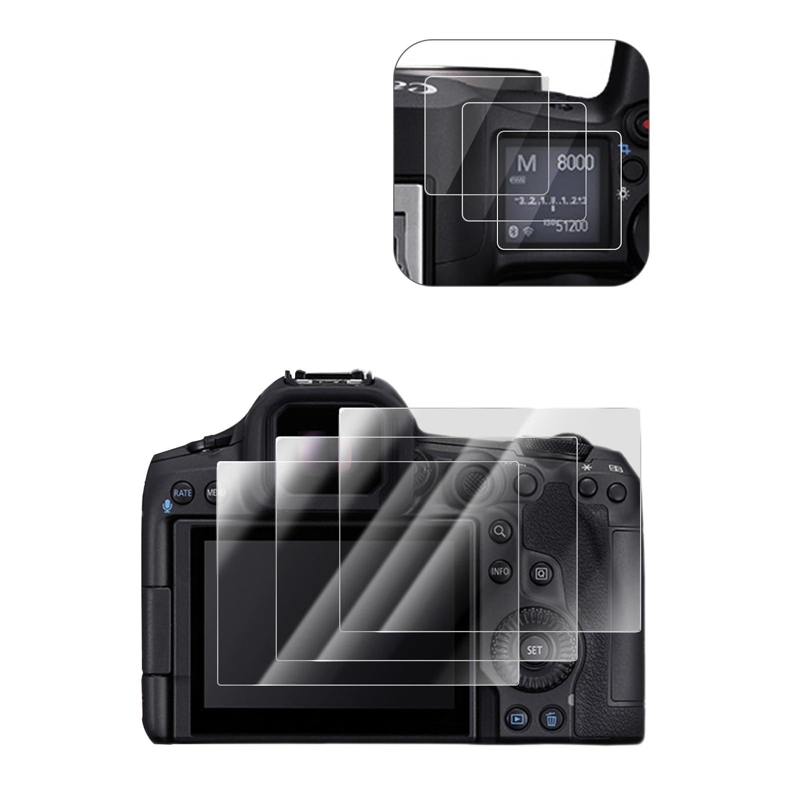 kinokoo Screen Protector for Canon EOS R5/EOS R5 Mark II/EOS R1/EOS R5C/ EOS R3 Camera in 0.25mm 9H Hardness Tempered Glass Film - with Soft Top Screen Film - Bubble Free& Anti-Scratch(2 Pack)