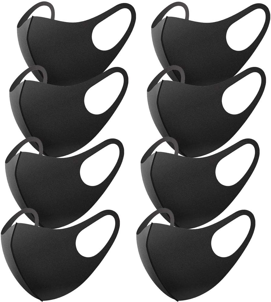 Lxiyu 8 Pack Cotton Mouth Mask,Adjustable Anti Dust Mask Black Face Mask,100% Cotton, Washable, Reusable Cloth Masks for Women and Men (8 packs)