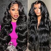 Aoque 30 Inch Body Wave Lace Front Wigs Human Hair 13x6 Hd Lace Front Wigs Human Hair Pre Plucked 200 Density Natural Color Brazilian Virgin Hair Glueless Frontal Wigs for Women