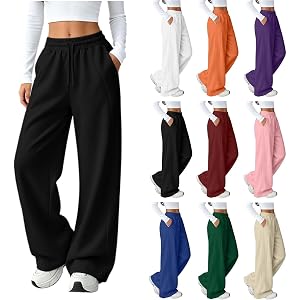 HJYUZP Sweatpants Women – Casual Wide Leg Baggy Lounge Pants | Sweat Pants for Womens, High Waisted Drawstring with Pockets,