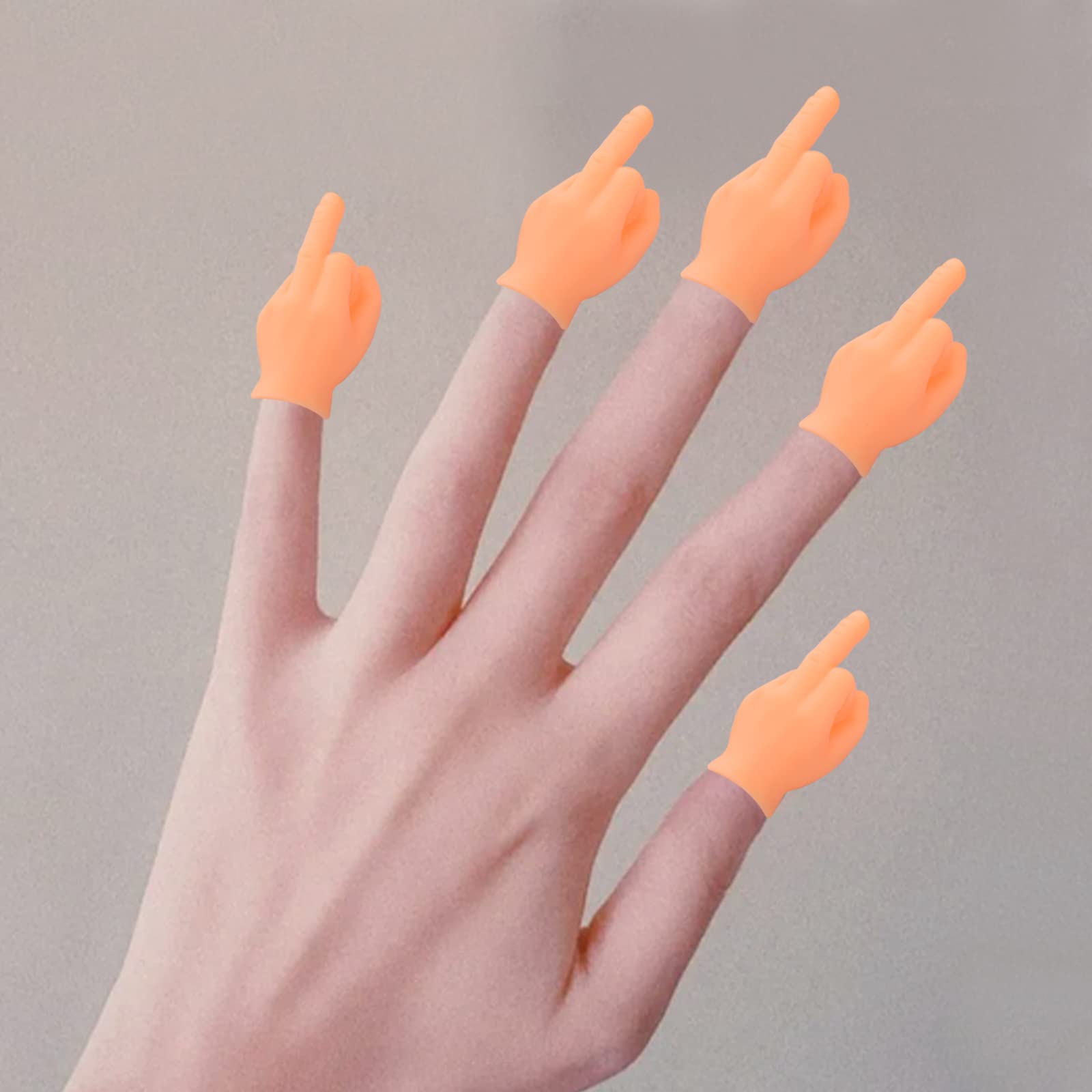 Tiny Hands for Fingers - 10 Pcs Cute Mini Hand Puppet (Middle Finger Sign) Premium Rubber