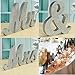 DerBlue Vintage Exquisite Silver Glitter Mr & Mrs Signs Elegnat Wooden Freestanding Letters for Wedding Sweetheart Table or Receptions Table Decorations