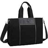 VX VONXURY Tote Bag for Women, Canvas Crossbody Handbag with Detachable Strap Stylish Wide Open Zipper Shoulder Bag for Work Office Travel,Black