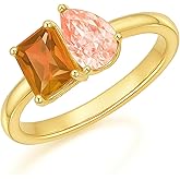Amazon Essentials 14K Gold or Rhodium-Plated Toi Et Moi Two-Stone Birthstone Ring