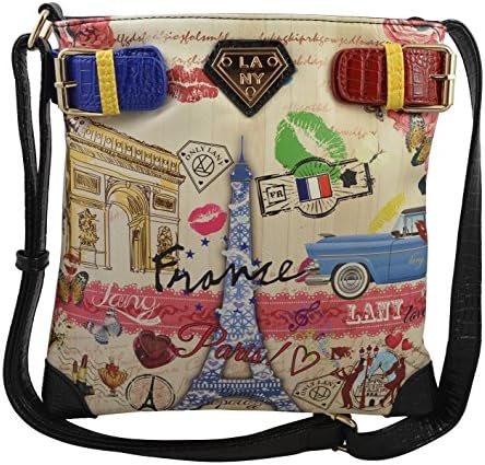 Paparazzo Collection By Lany Paris France Print Crossbody Bag-Vegan Leather