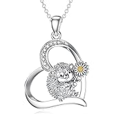 LWXIE Diamond Hedgehog Necklace for Women 925 Sterling Silver Heart Hedgehog Pendant Necklaces Lab Grown Diamond Jewelry Gifts for Daughter