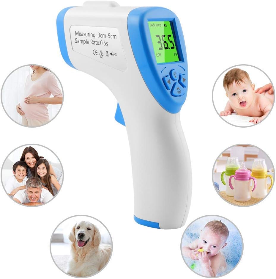 Forehead Thermometer, Non-Contact Digital Laser Infrared Thermometer for Baby & Adult, Forehead and Ear Thermometer for Baby Kids & Adults Surface