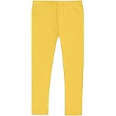 Girls 100% Cotton Leggings – Soft Breathable Baby Rib Pants for School Uniform, Sensory-Friendly Wear, Sensitive Skin Comfort, Everyday Play & Layering Basics (Yellow, 9-12 Months)