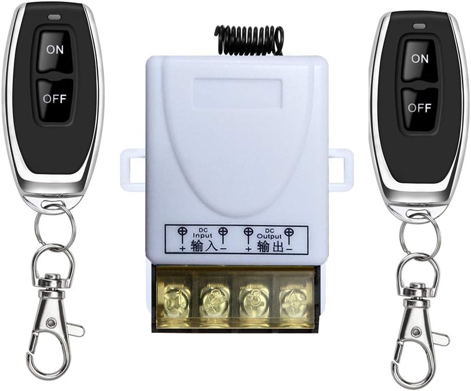 YETOR Heavy Remote Control Switch, DC 12V/24V/48V/72V Wireless Switch for Anti-Theft Alarms, Security Systems Roller Lind Door, etc (Two Remote Controls)(White)