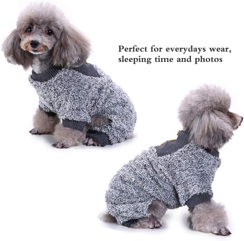 Oncpcare Fuzzy Fleece Dog Pajamas, Soft Warm Dog Coat, Grey, M, Cotton/Fleece, Small Dogs & Cats - Image 5
