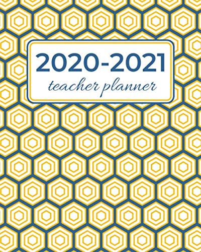 Teacher Planner 2020-2021: 12 Month (August 2020 - July 2021) 52 Week Academic Calendar Schedule Organizer | Online Distance Learning Username and Password Tracker | Honeycomb Design