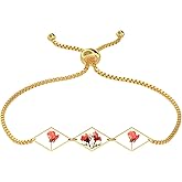 EcoJewere Baby's Breath Pressd Flower Bracelet, Handmade Pressed Flower Bracelet, Gold Adjustable Pressed, Personalized Jewelry