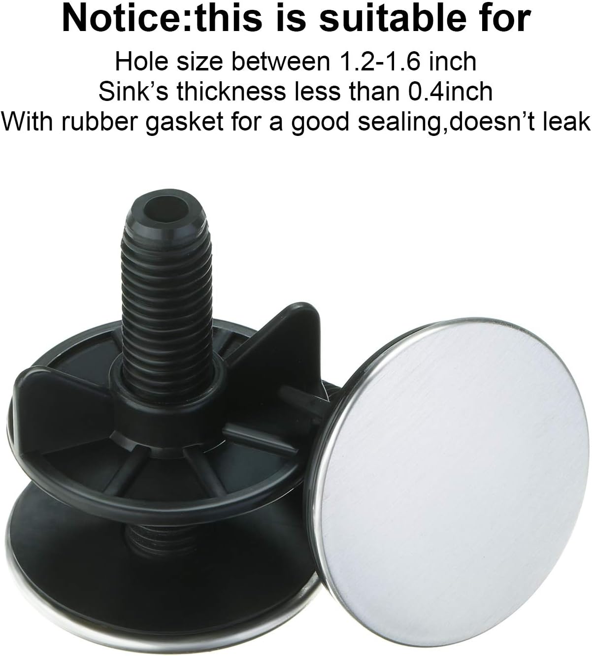 WILLBOND 4 Pieces Kitchen Sink Hole Cover Faucet Hole Cover Stainless Steel, Black - Image 4