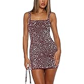 Lingt Chic Women's Spaghetti Strap Rhinestone Bodycon Mini Dress Sexy Backless Sleeveless Cocktail Party Gown Clubwear