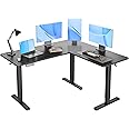 YDN L Shaped Standing Desk, Electric Standing Desk L Shape Adjustable Height Dual Motor, 63 x 55 Inch Corner Standing Desk with Splice Board for Home Office, Large Standing Desk, Black