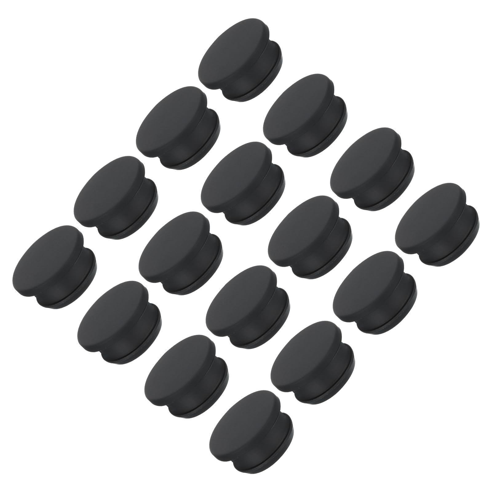 TOP-VIGOR 16Pcs Silicone Snap in Locking Hole Plugs, 25mm Diameter Hole Stoppers, Rubber Panel Seal Cover Flush Type Panel Round for Kitchen Rubber Bulkheads Waterproof Sealing Plugs, Black