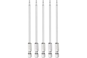 HARFINGTON 5Pcs Security Torx Bit 1/4" Hex Shank 4" Long Drill Bits T8 Torx Star S2 Steel Magnetic Tamper Resistant Screwdriv