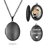PHOCKSIN Glossy Black Lockets Personalized Oval