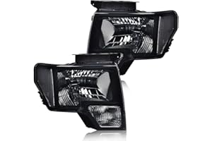 G-PLUS Headlights Compatible with Ford F150 2009-2014 Headlamps Pair Left & Right Smoky Lens Black Housing Clear Reflector,faros delanteros