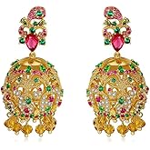 14K Gold Crystal Chandelier Earrings for Women,Vintage Court Style Yellow Crystal Tassel Long Drop Earrings,Fashion Earrings Jewelry Gift for Her